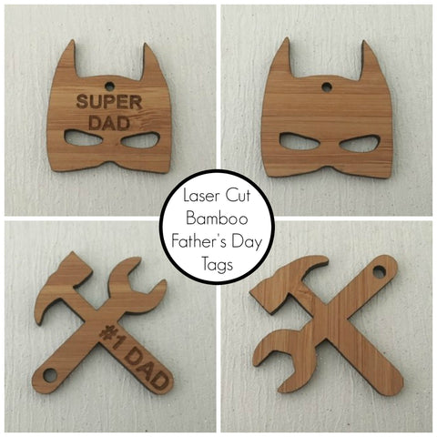 Laser Cut Bamboo Veneer Father's Day Tags