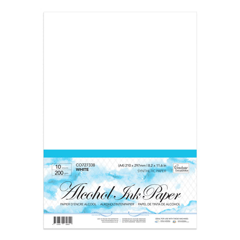 Couture Creations Alcohol Ink White Synthetic Paper 10 Sheets 200gsm A4