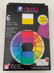 FIMO Professional Polymer Clay True Colour 6 x 85G Block Pack With Colour Mix Chart