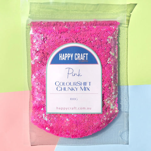 Happy Craft Glitter Chunky Colour Shift 100g Pink
