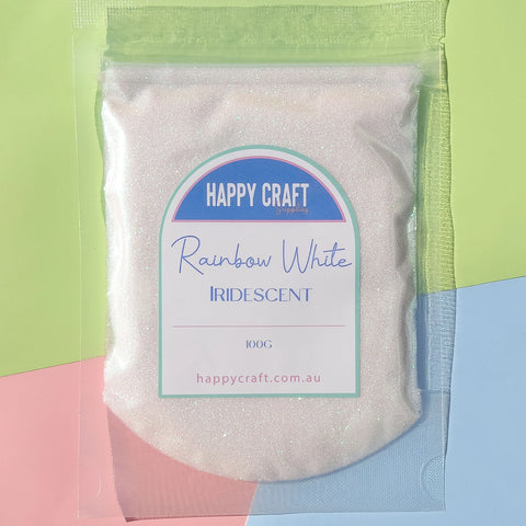 Happy Craft Glitter Fine Iridescent 100g Rainbow White
