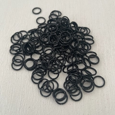 Black Colour Metal Alloy Jump Ring Approximately 200 Pieces Various Sizes