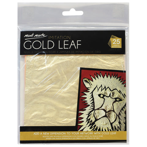 Mont Marte Imitation Leaf Foil 14x14cm 25 Sheets Gold