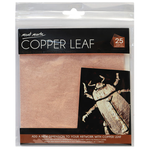Mont Marte Imitation Leaf Foil 14x14cm 25 Sheets Copper