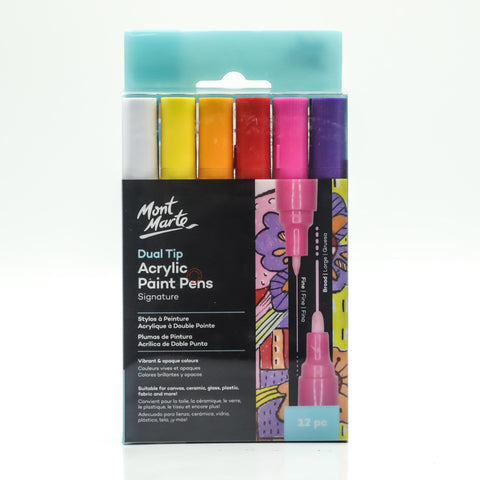 Mont Marte Acrylic Dual Tip Paint Pen Fine/Broad 12PC Set