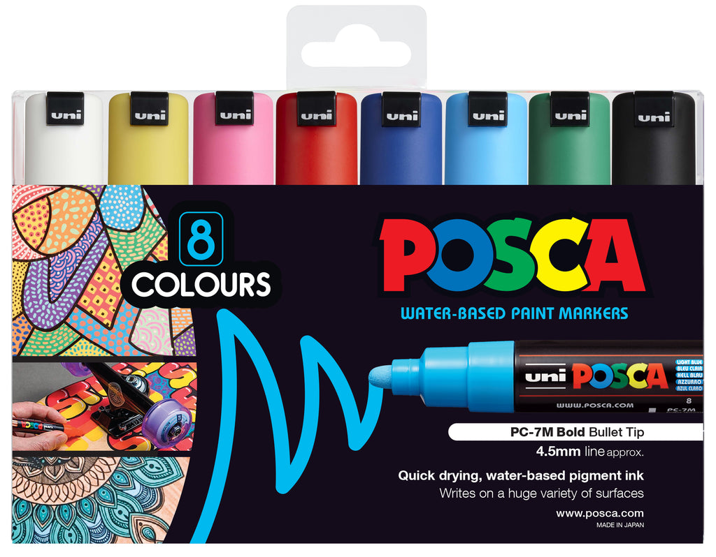 Posca Marker : Pc-7m : Bullet Tip : 4.5 - 5.5mm : Starter Set Of 8