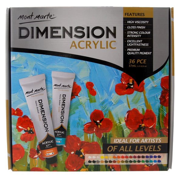 Shop Mont Marte Dimension Acrylic Paint Set 36pc x 37ml Australia - Art  Supplies Articci