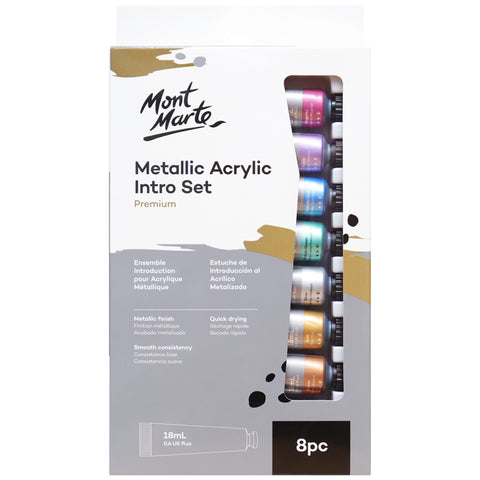 Mont Marte Premium Metallic Acrylic Intro Set 8PC x 18ml