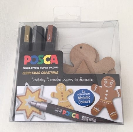 Posca Paint Marker PC-5M 1.8-2.5mm Bullet Tip 3 Piece Christmas Metallic Colours Pack