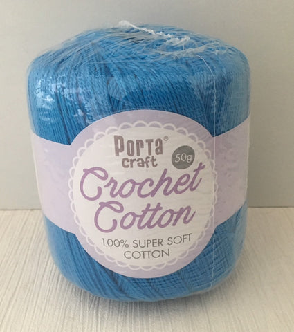 Portacraft 100% Crochet Cotton Super Soft 50G Cornflower Blue (Approx. 145M)