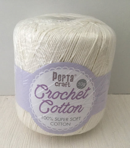 Portacraft 100% Crochet Cotton Super Soft 50G Ivory (Approx. 145M)