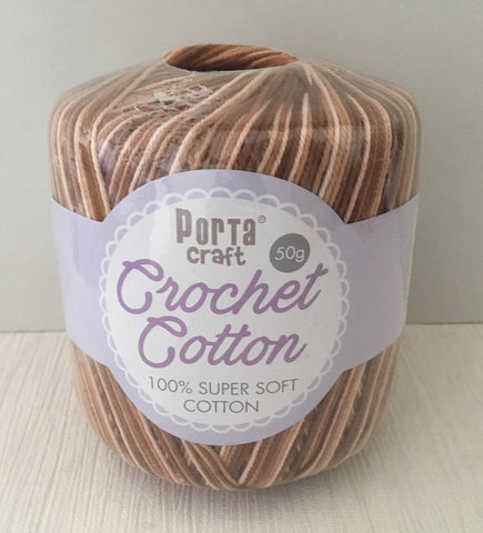 Portacraft 100% Crochet Cotton Super Soft 50G Multi Earth (Approx. 145M)