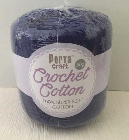 Portacraft 100% Crochet Cotton Super Soft 50G Royal Blue (Approx. 145M)