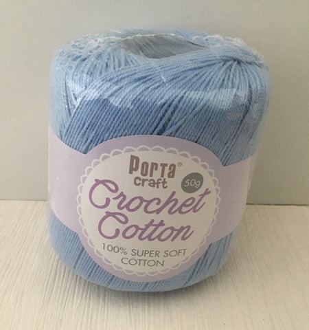 Portacraft 100% Crochet Cotton Super Soft 50G Sky Blue (Approx. 145M)