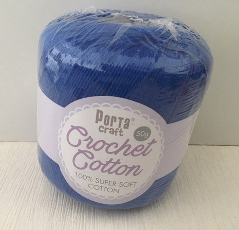 Portacraft 100% Crochet Cotton Super Soft 50G True Blue (Approx. 145M)