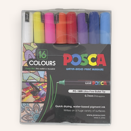 Posca Paint Marker PC-1MR 0.7mm Pin Type Tip 16 Colour Pack