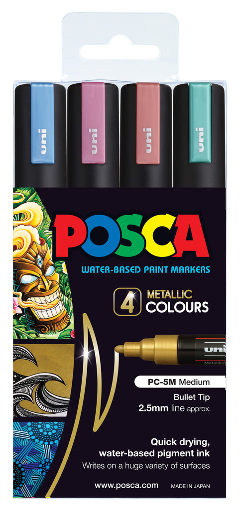 Posca Paint Marker PC-5M 1.8-2.5mm Bullet Tip 4 Piece Pack Metallic Co –  Little Craft House