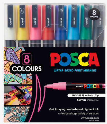 Posca Paint Marker PC-3M 0.9-1.3mm Bullet Tip 8 Piece Pack