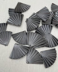 Brass Charm #21 Frilled Fan (2 Pieces) 15x20mm 1 Hole Gunmetal Colour Plated