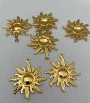 Brass Charm #7 Sun Pair (2 Pieces) 33x30mm 1 Hole Golden Colour Plated