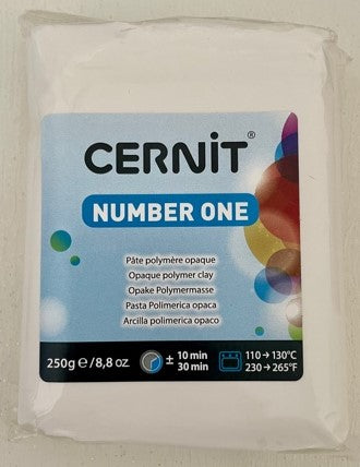 Cernit Polymer Clay Number One Range 250g Block OPAQUE WHITE