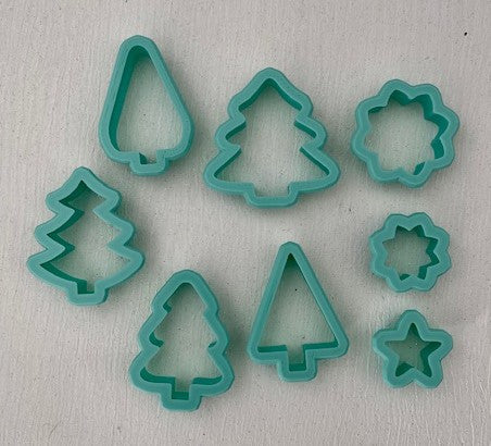 3D Printed Polymer Clay Cutter - Christmas Tree & Stud Set 8PC