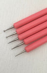 Rubber/Metal Texture Tool 5PC Plastic Handle Pink