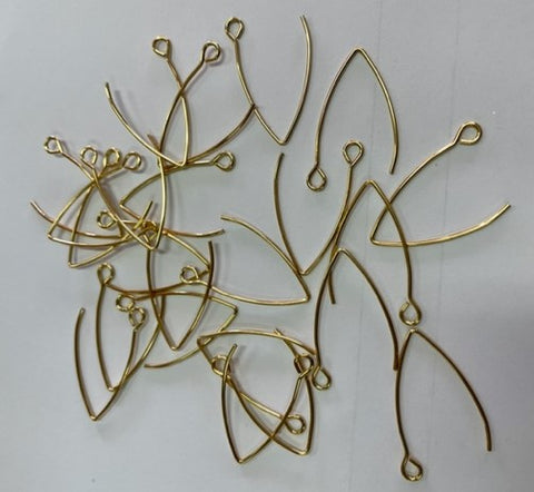 304 Stainless Steel Oval Earring Hook 26mm Golden