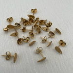 304 Stainless Steel Vacuum Plated Golden Colour 8x5mm Textured Teardrop Earring Post with Back 1 Hole Pair
