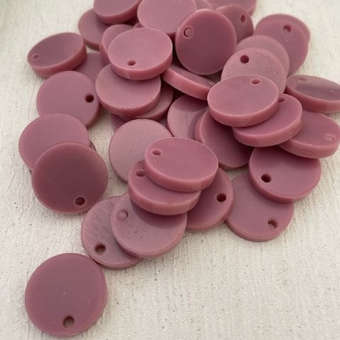 Laser Cut Duo Matte / Gloss Berry Gelato Acrylic Circle 16mm 1 Tag Hole Pair