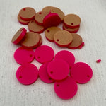 Laser Cut Hot Pink Gloss Acrylic Circle 16mm 1 Tag Hole Pair
