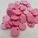 Laser Cut Duo Matte / Gloss Pastel Pink Acrylic Circle 16mm 1 Tag Hole Pair