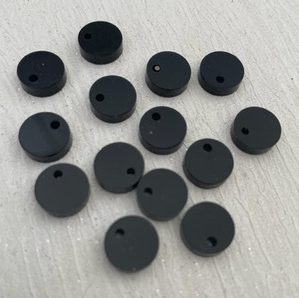 Laser Cut Acrylic Circle 10mm 1 Tag Hole PAIR Black Gloss