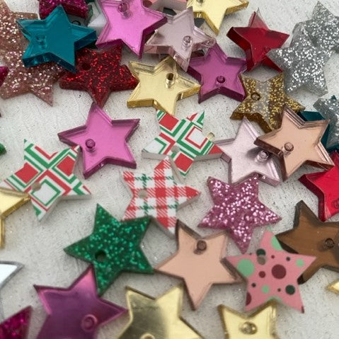 Laser Cut Christmas Acrylic - 18mm Star Tag 1 Hole PAIR