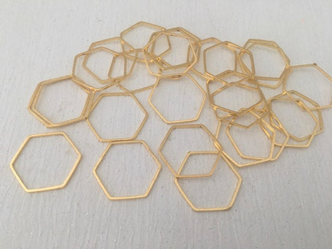 Brass Linking Ring Hexagon 18mm Gold