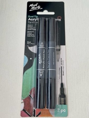 Mont Marte Acrylic Dual Tip Paint Pen Fine/Broad 2PC Black