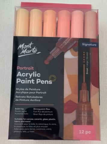 Mont Marte Acrylic Paint Pen Broad Tip 12PC Set Portrait