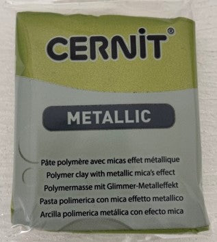 Cernit Polymer Clay Metallic Range 56g Block Green Gold (051)