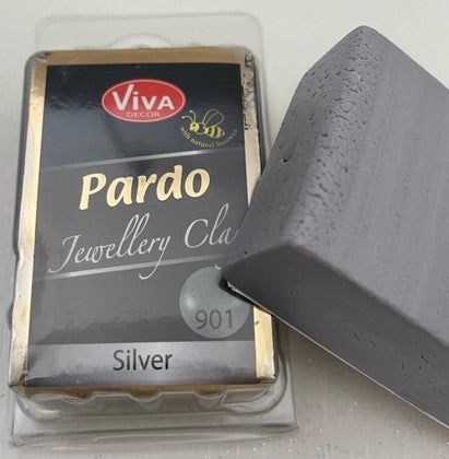 Pardo Polymer Clay Metallic Jewellery Range 56g Block Silver (901)