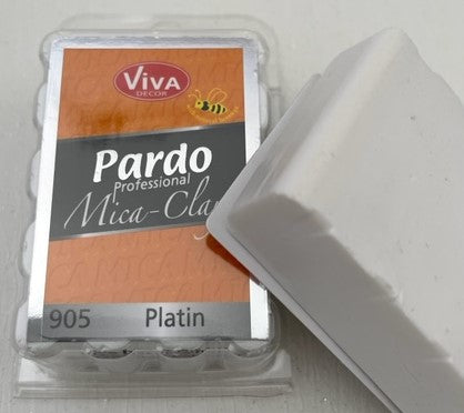 Pardo Polymer Clay Professional Mica Range 56g Block Platinum (905)