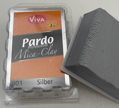 Pardo Polymer Clay Professional Mica Range 56g Block Silver (901)