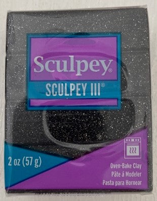 Sculpey III Polymer Clay 57G Block Black Glitter