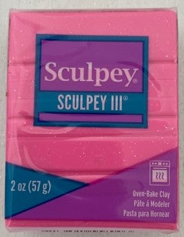 Sculpey III Polymer Clay 57G Block Pink Glitter