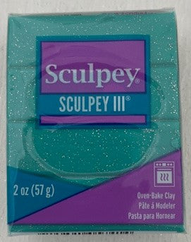Sculpey III Polymer Clay 57G Block Turquoise Glitter