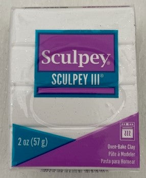 Sculpey III Polymer Clay 57G Block White Glitter