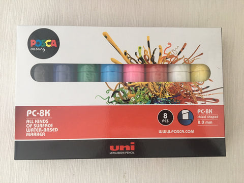 Posca Paint Marker PC-8K 8mm Chisel Tip 8 Piece Pack