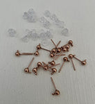10 Pairs 4mm Rose Golden Colour 304 Stainless Steel Ball Drop Earring Stud Post w/ Premium Rubber Back