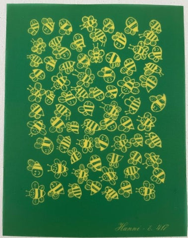 HanniHandMade Silk Screen Buzzzy Bees