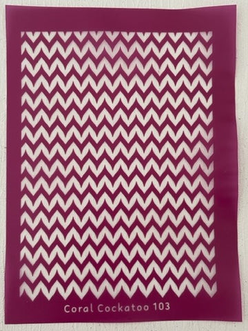 Coral Cockatoo Silk Screen Chevron Zig Zag